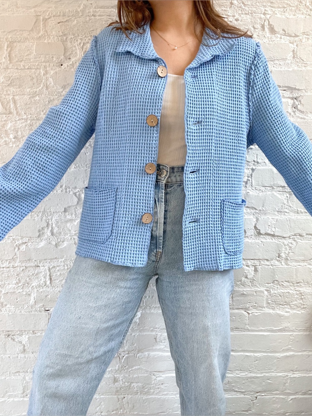 WAFFLE BUTTON JACKET | size large